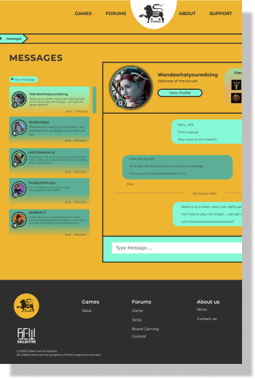 BEW Collective web design and web development for Video Game Studios  MessagesPage