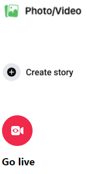 Facebook photos/video, story and live icons